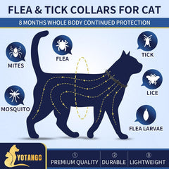 YOTANGO flea collar for cats adjustable size ensures a comfortable fit.
