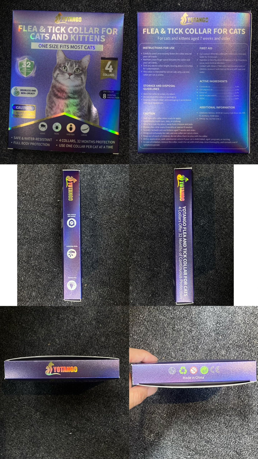 YOTANGO water-resistant collar stands up to baths and rain.