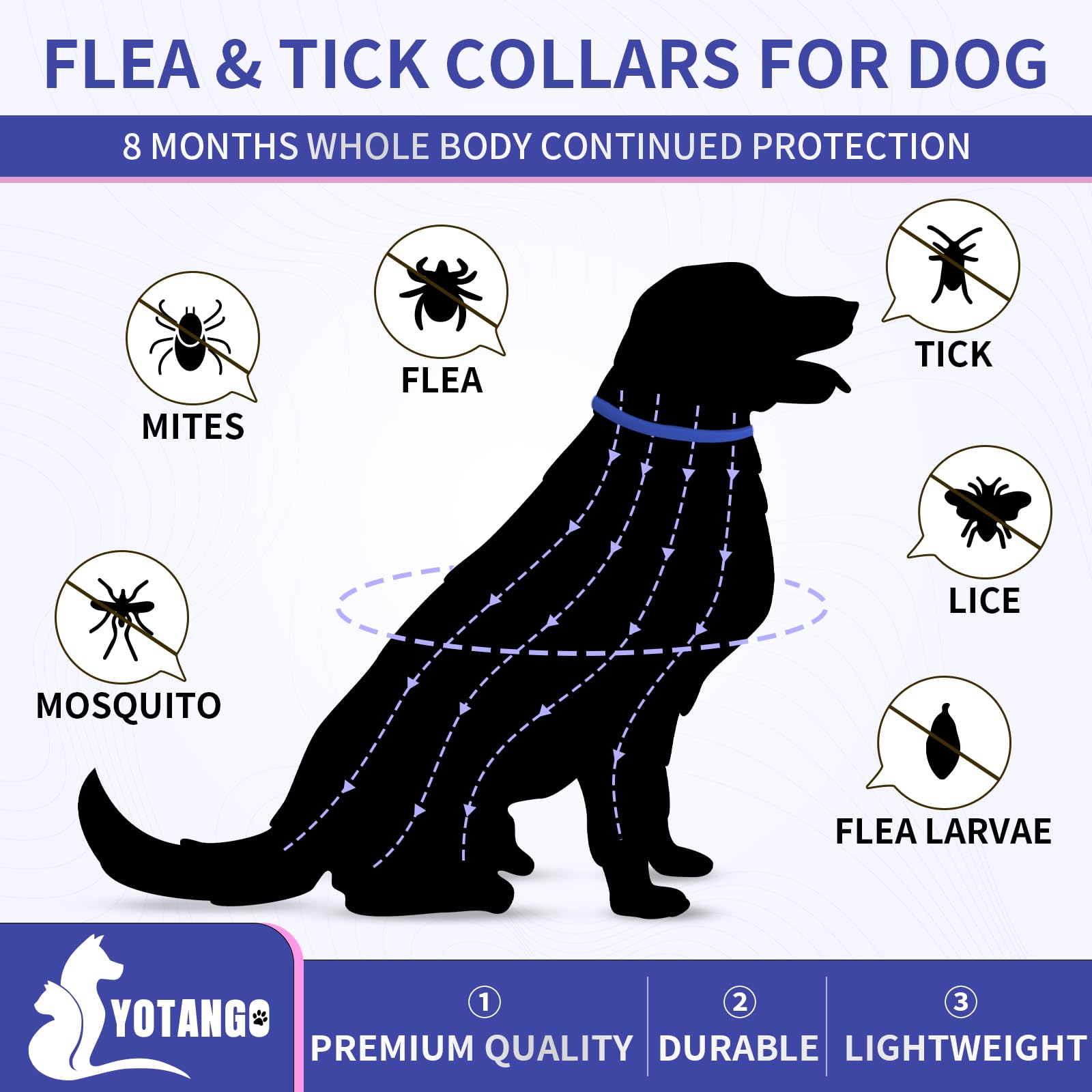 YOTANGO flea collar dogs four-pack box opened for quick setup and easy access.