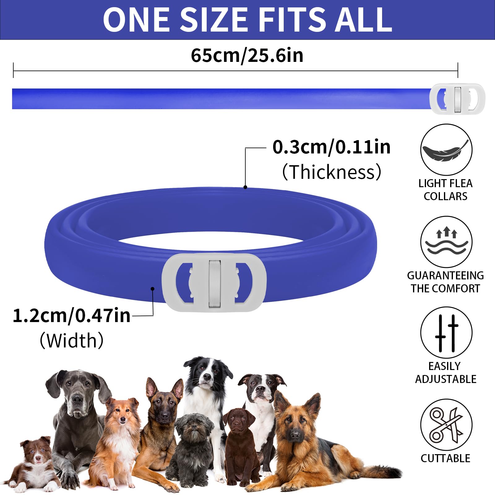 YOTANGO flea collar dogs soft rubber texture for comfortable all-day wear.