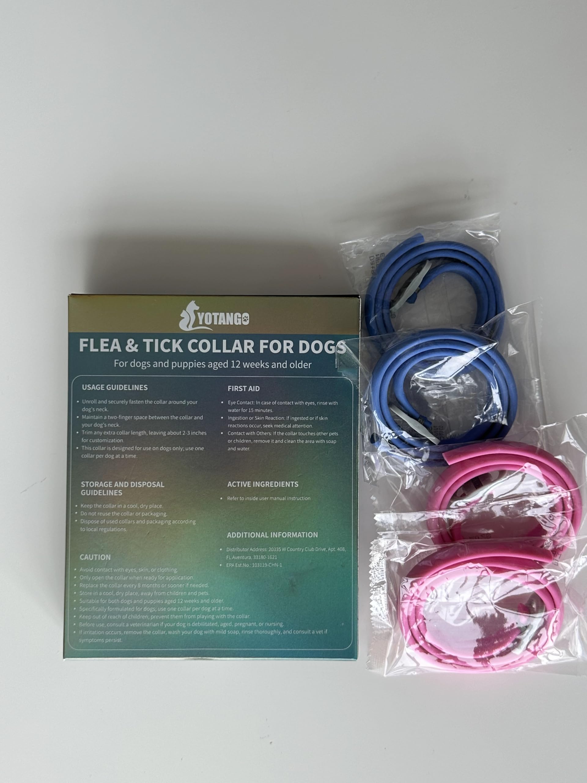 YOTANGO flea collar dogs usage notice clarifies wear and care for best results.
