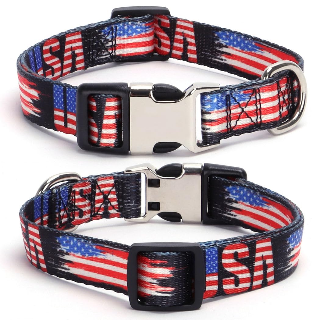 YOUALSO American Flag Dog Collar featuring colorful flowers for vibrant daily wear.