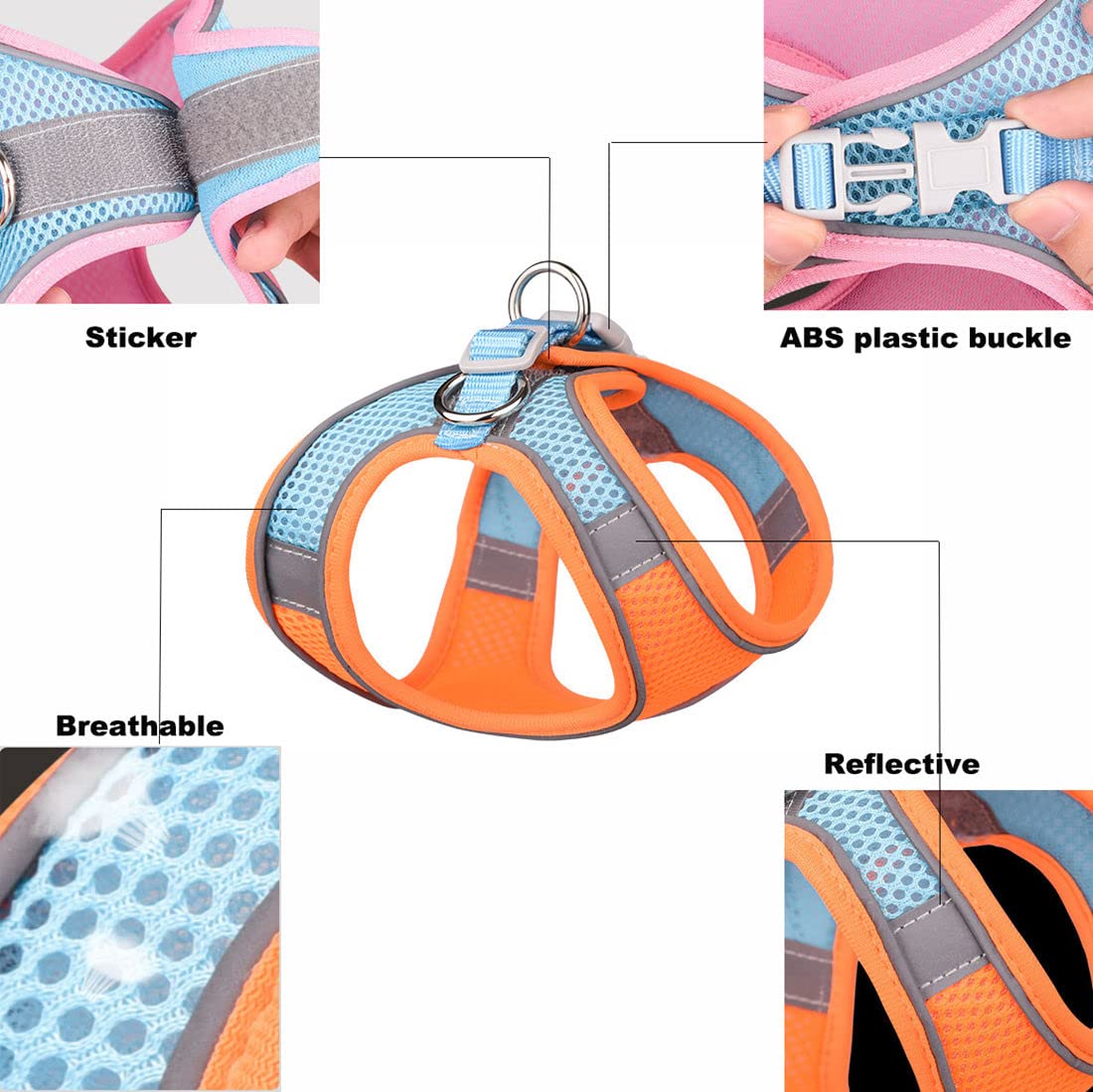 YOUALSO blue cat harness shows easy step-in design for quick on-off.