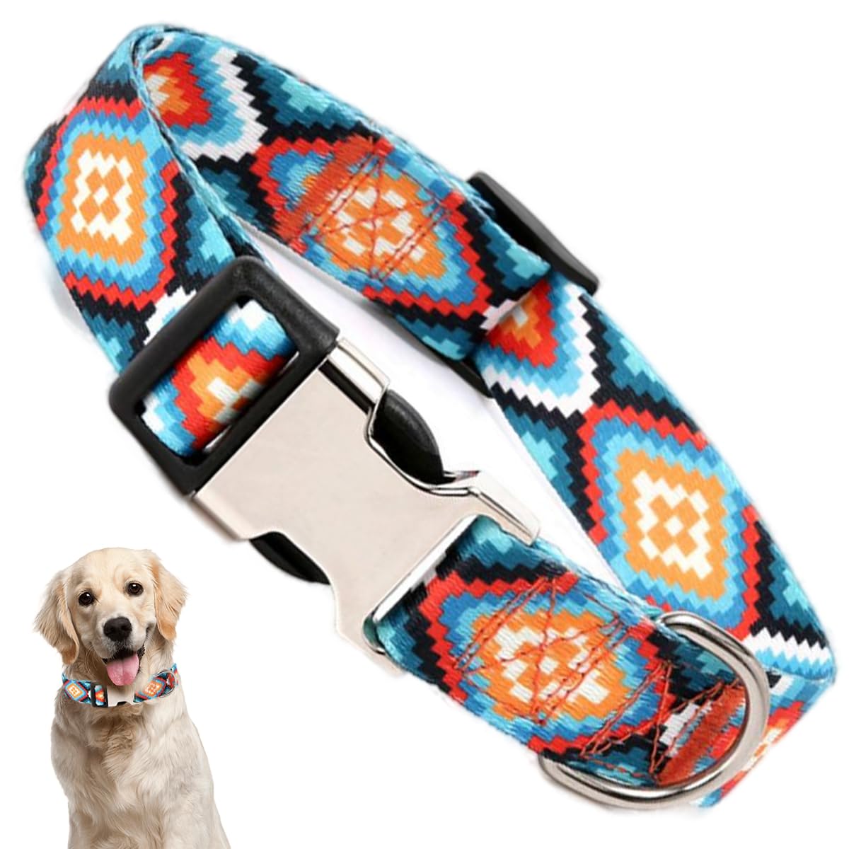 YOUALSO Boy Dog Collar pattern closeup highlights aztec print for stylish daily wear
