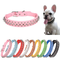 YOUALSO collar rosa para perros y gatos con puntas PU, cómodo para paseos.