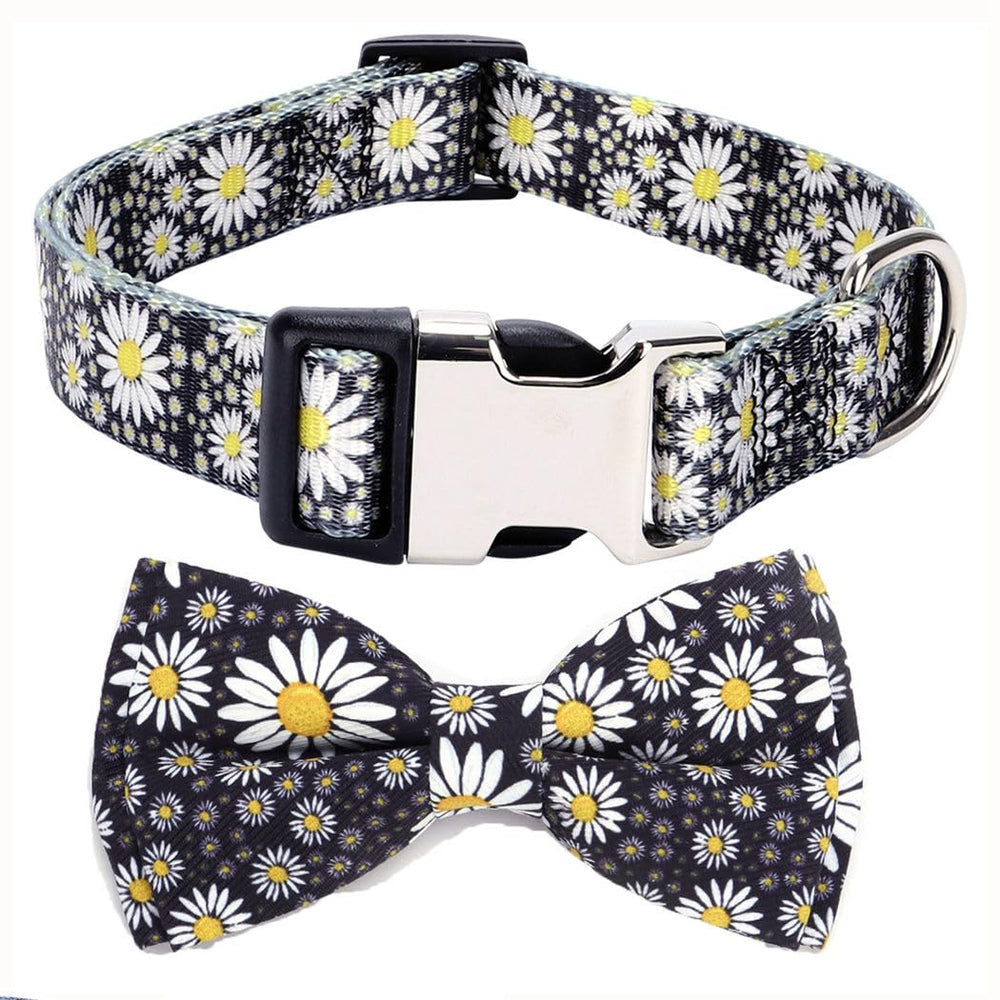 YOUALSO Daisy bow-tie-removable collar adds easy-clean floral charm.