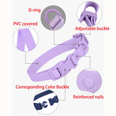 YOUALSO dark blue collar and leash set in use during a wet walk.