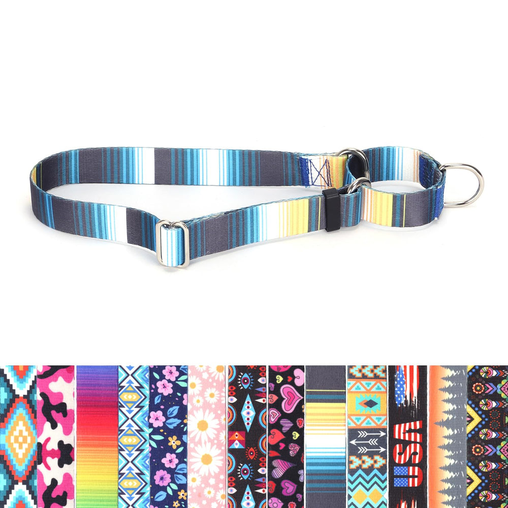 YOUALSO dog choker collar blue gradient front view for secure training