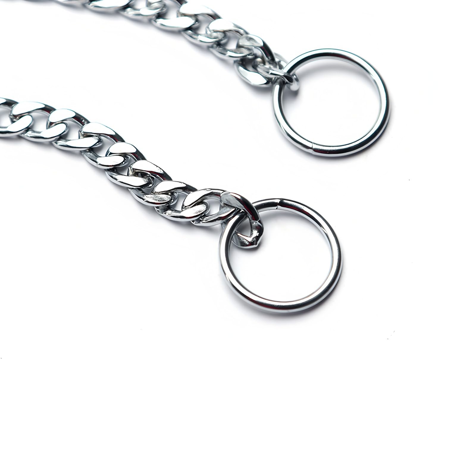 YOUALSO flat chain dog collar chrome-plated links resist rust for long-lasting training use.