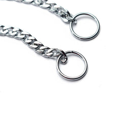 YOUALSO flat chain dog collar chrome-plated links resist rust for long-lasting training use.