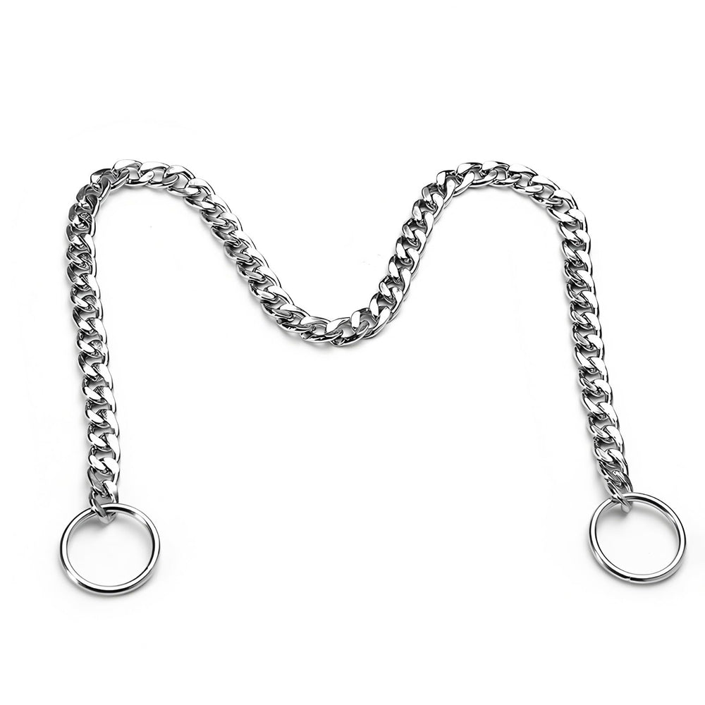 YOUALSO flat chain dog collar size chart shows XS-XL fit options for various breeds.