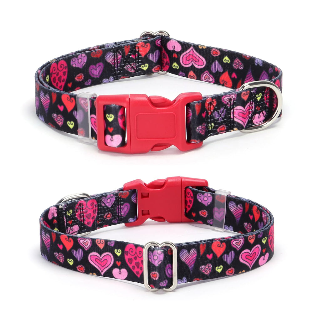 YOUALSO heart design nylon collar close up shows durable adjustable fit.