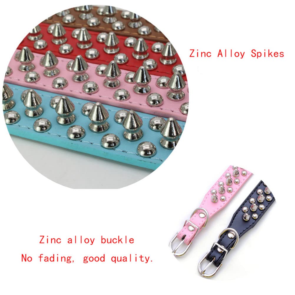 YOUALSO hot pink spiked collar on pet demonstrates stylish safety for dogs and cats.