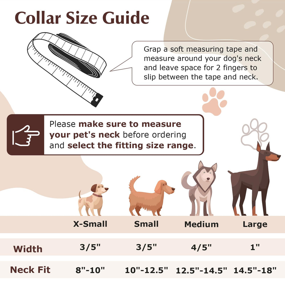YOUALSO light blue sparkly dog collar neck-measure-guide helps proper fit