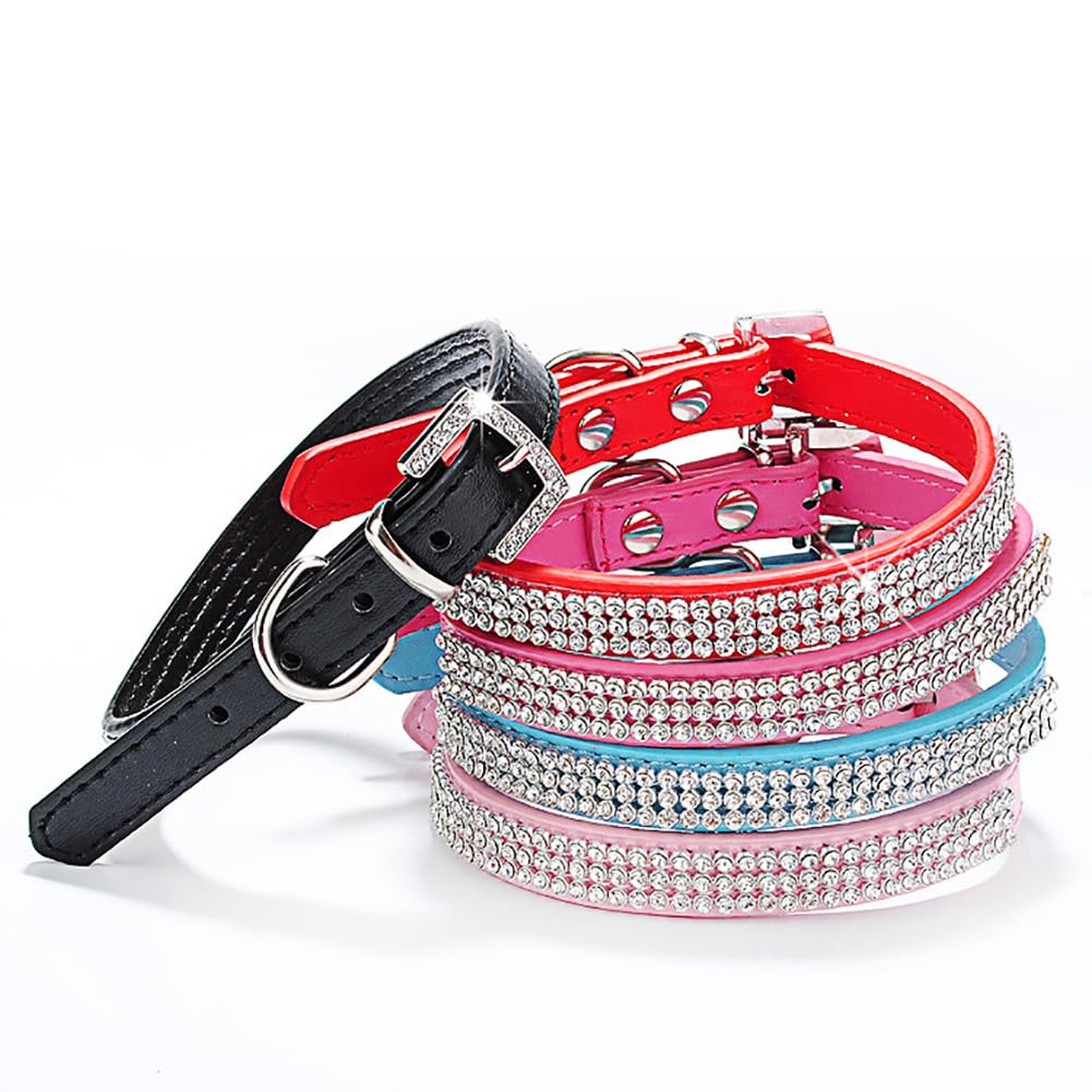 YOUALSO light blue sparkly dog collar pet-cosplay-ready with glamorous rhinestones