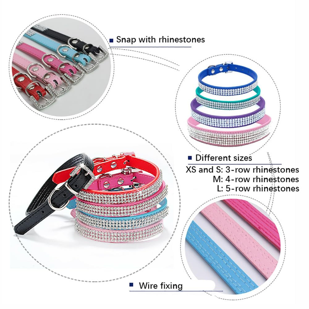 YOUALSO light blue sparkly dog collar wedding-party-look enhances festive pet attire