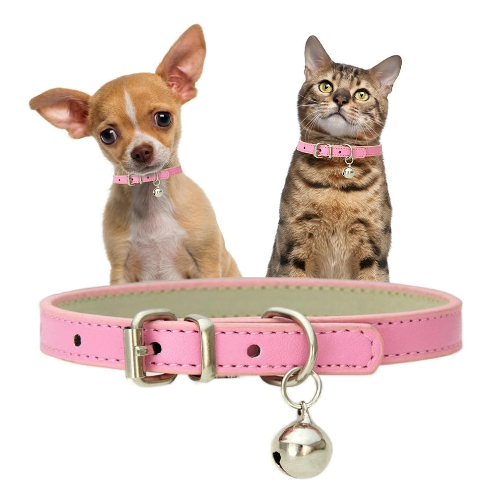 YOUALSO pink cat collar with bell XXS worn for secure, audible identification.