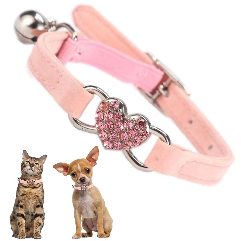 YOUALSO pink puppy collar with bell helps locate tiny pets with a clear chime.