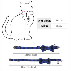 YOUALSO plaid cat collar worn by a pet showing bow and bell