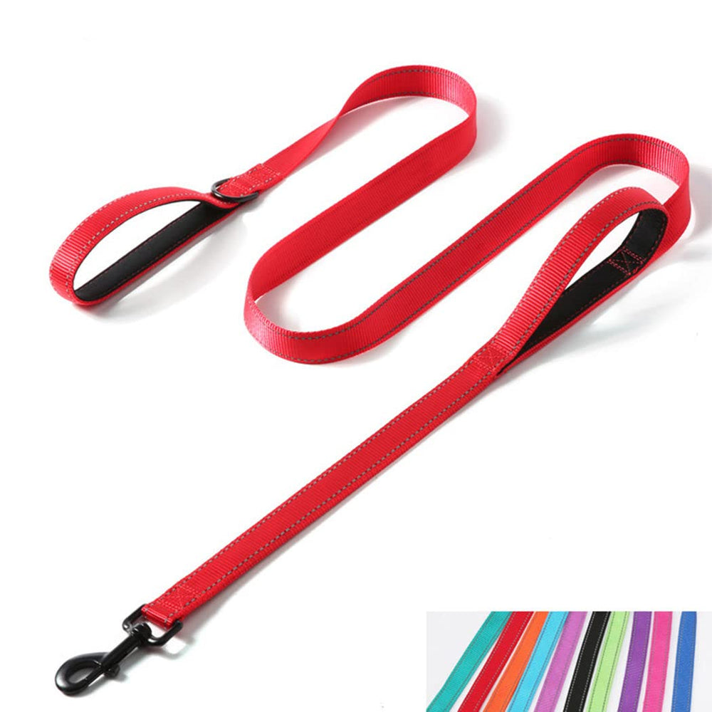 YOUALSO reflective nylon dog leash with two handles for comfortable, controlled walks