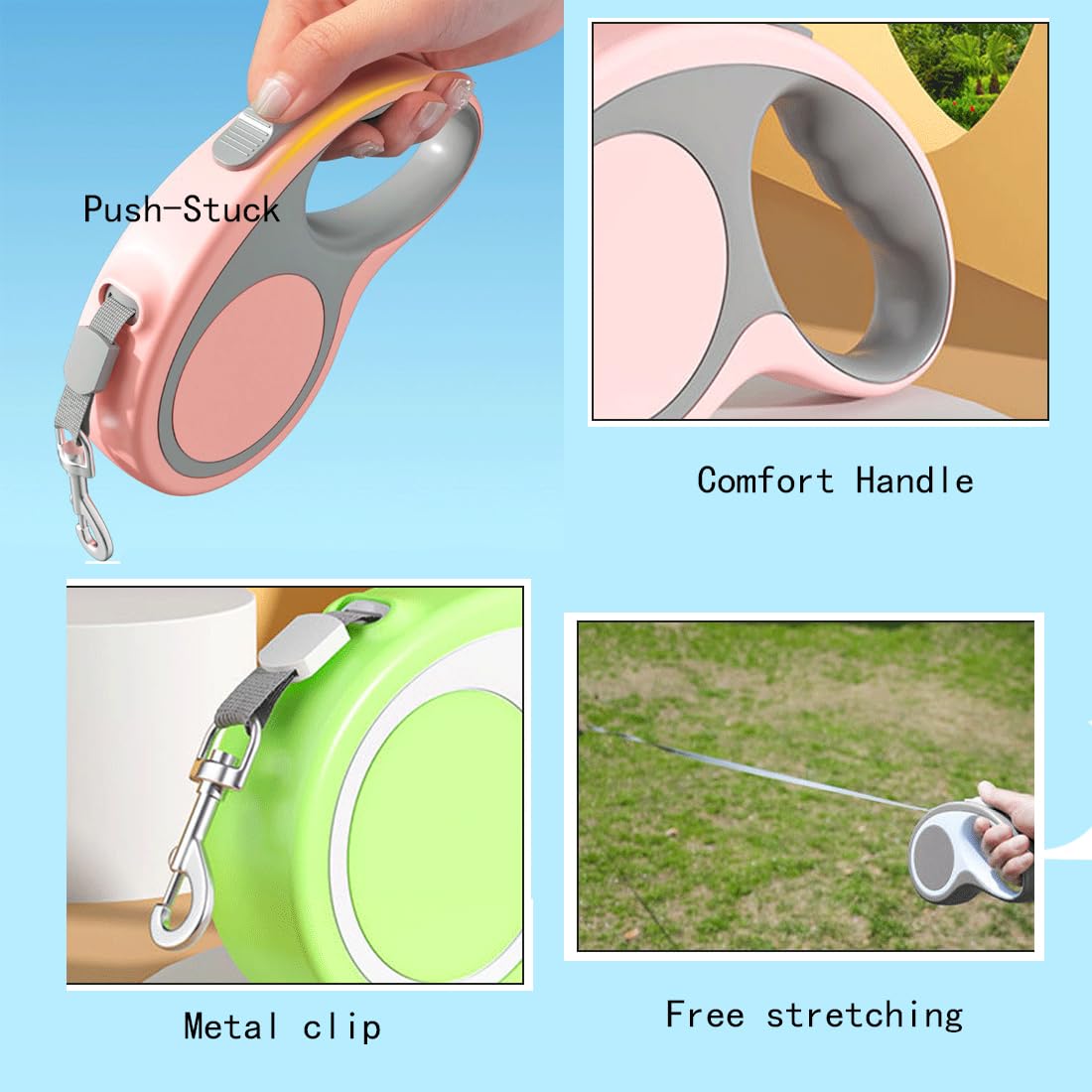 YOUALSO retractable leash suitable for small to medium dogs under 50 pounds.