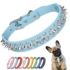 YOUALSO spiked collar close-up shows blue spikes for anti-bite play protection