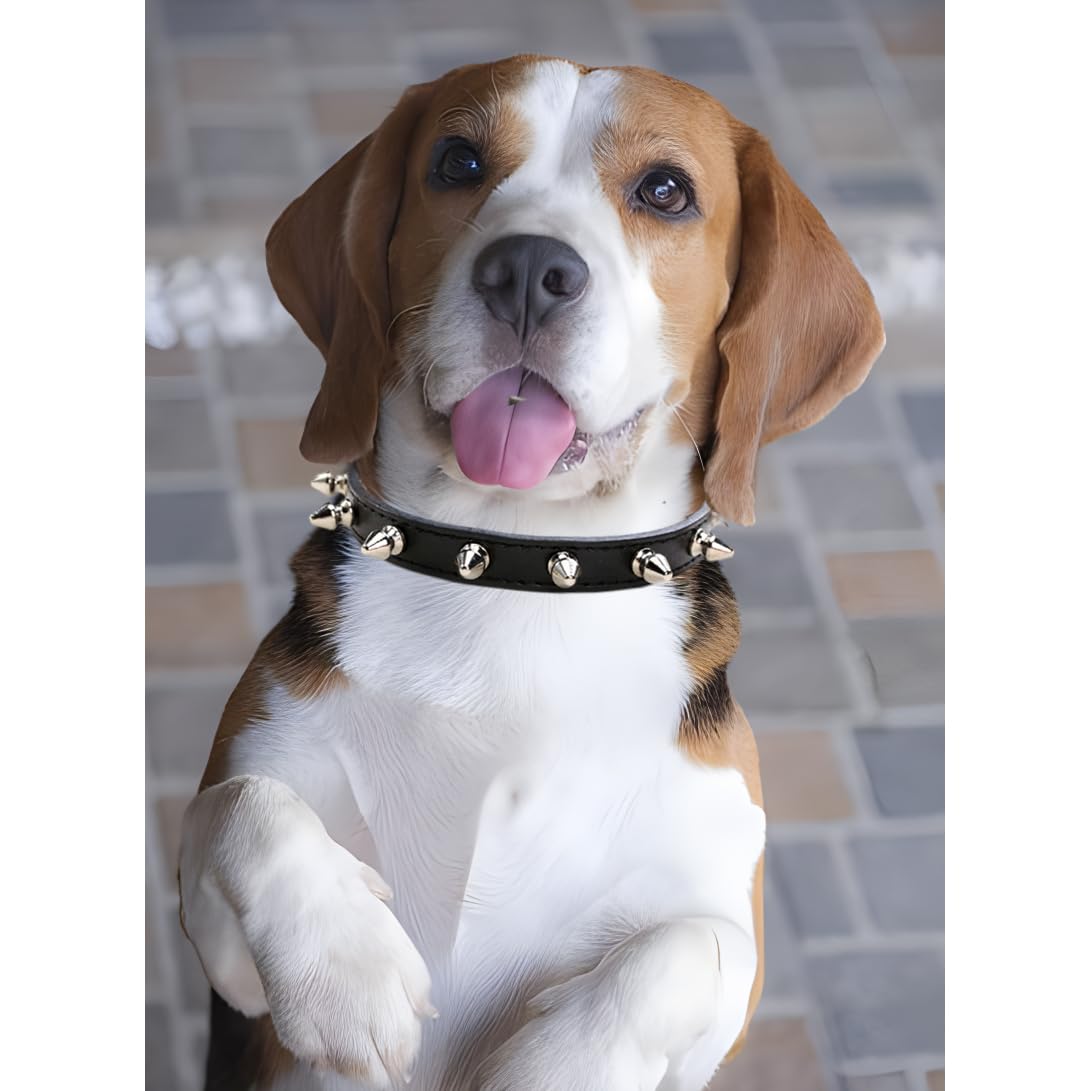 YOUALSO spiked-dog-collar pu-faux-leather-texture highlights soft, breathable material.