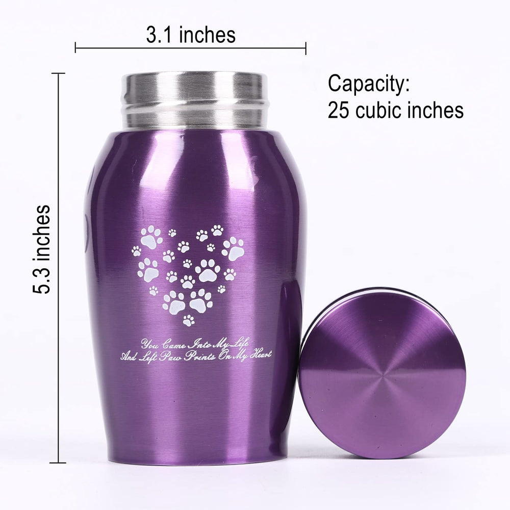 Youdear Memorials pet urn small dimensions show compact size fits display space.