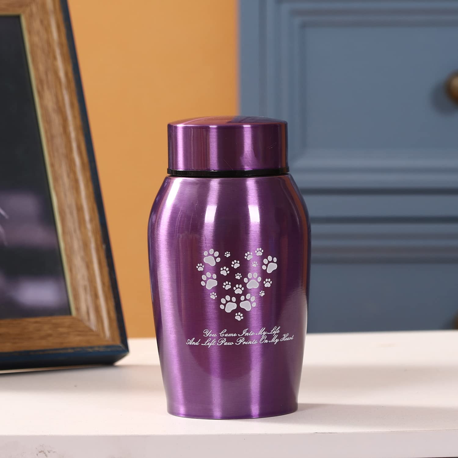 Youdear Memorials purple finish urn offers elegant memorial display and gentle color.