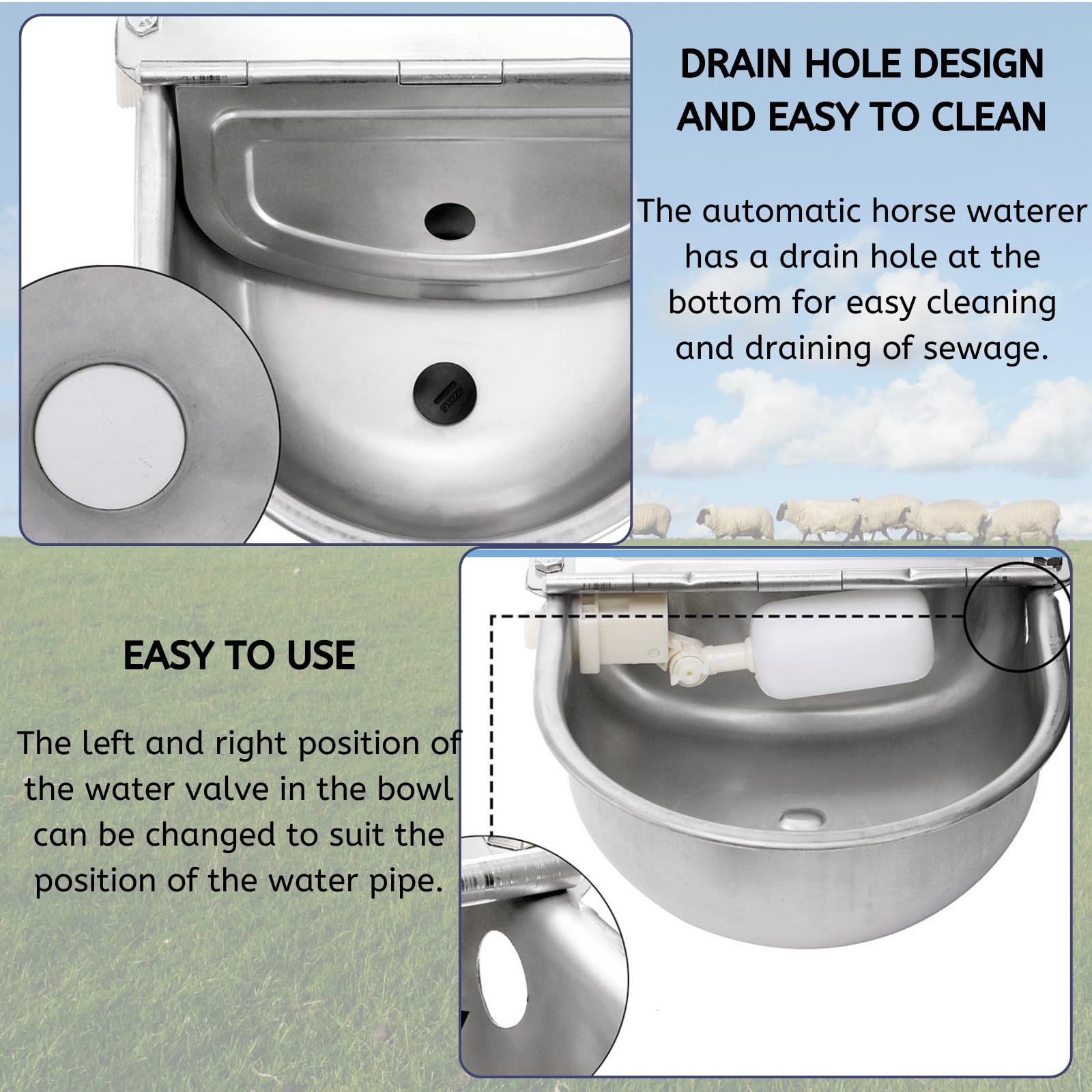 YOUEON 80cm water pipe and connectors simplify installation.