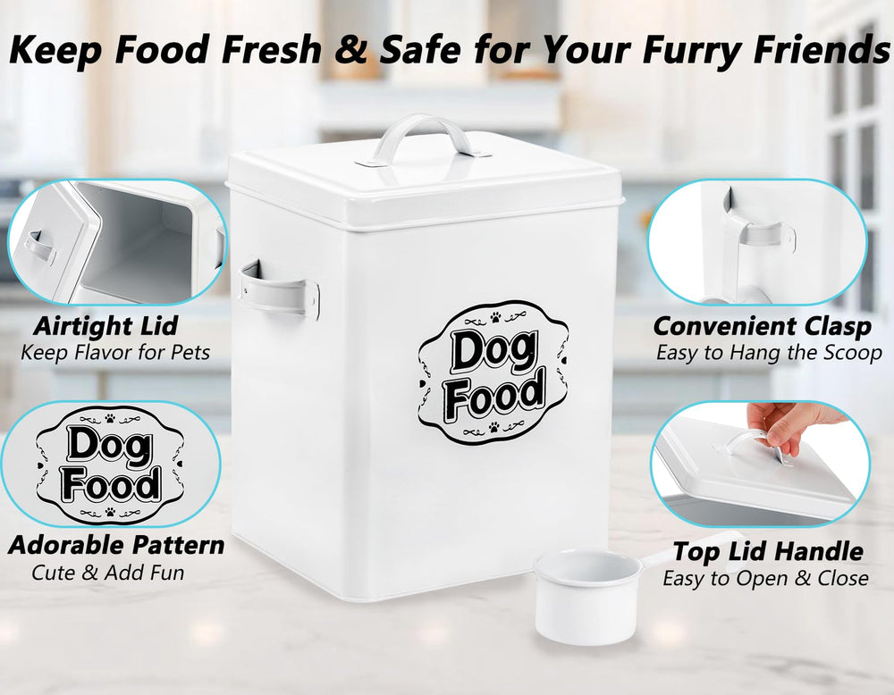 Youeon airtight lid on dog food canister helps keep treats dry and savory.