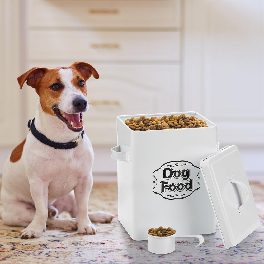 Youeon dog food storage with carrying handle for easy transport around the kitchen.