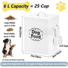 Youeon metal dog food storage container highlights durable material that resists rust and deformation.