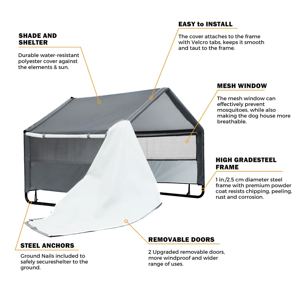 YOUGYM XLarge dog house assembly image showing quick 10-minute setup