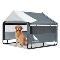 YOUGYM XLarge Outdoor Dog House front view with weatherproof shelter for large dogs