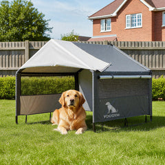 YOUGYM XLarge Outdoor Dog House side view showcasing wide footprint for big breeds