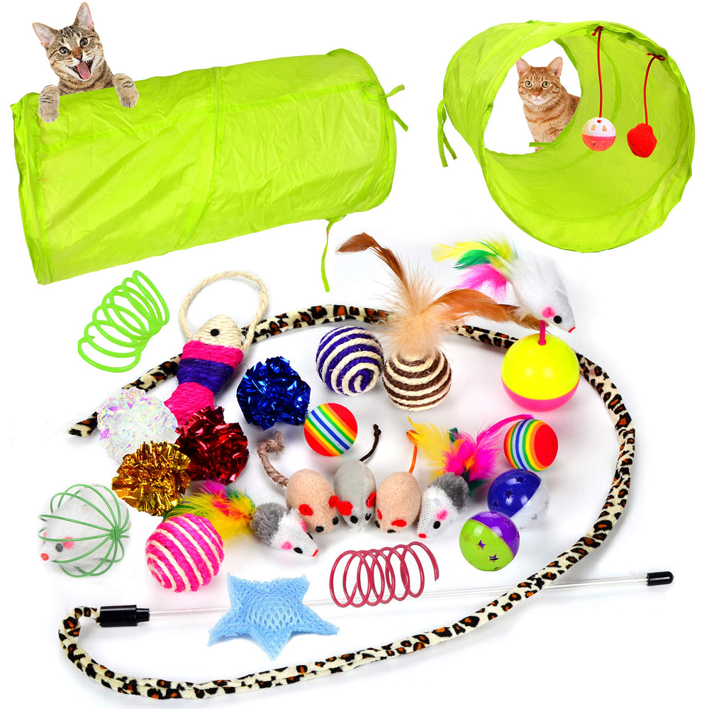 Youngever 24 cat toys collapsible tunnel for interactive play and exploration.