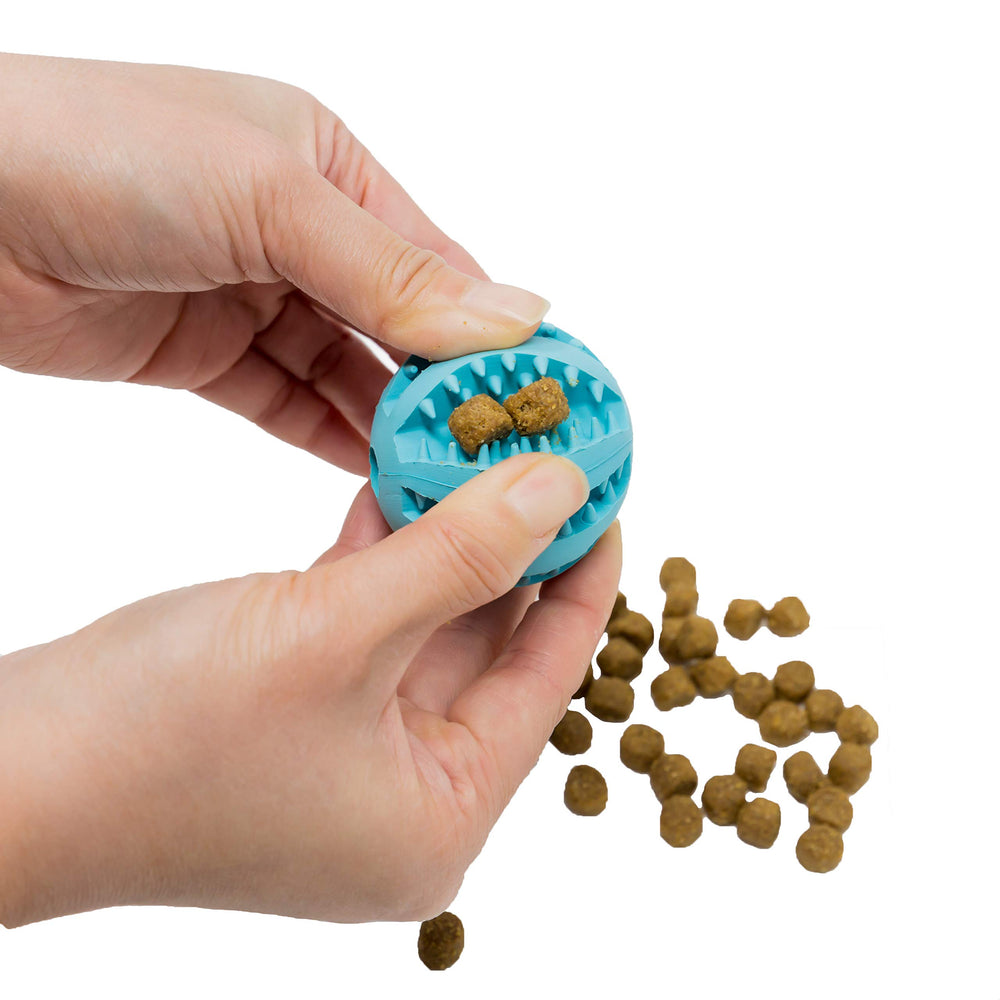 Closeup of Youngever 2-inch rubber ball for safe chewing.
