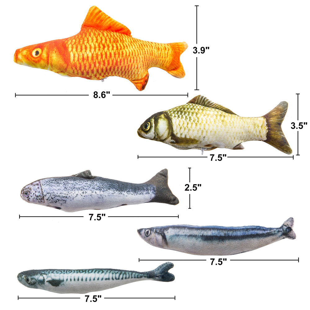 Youngever cat toys assortment fish toy showing zipper refill feature