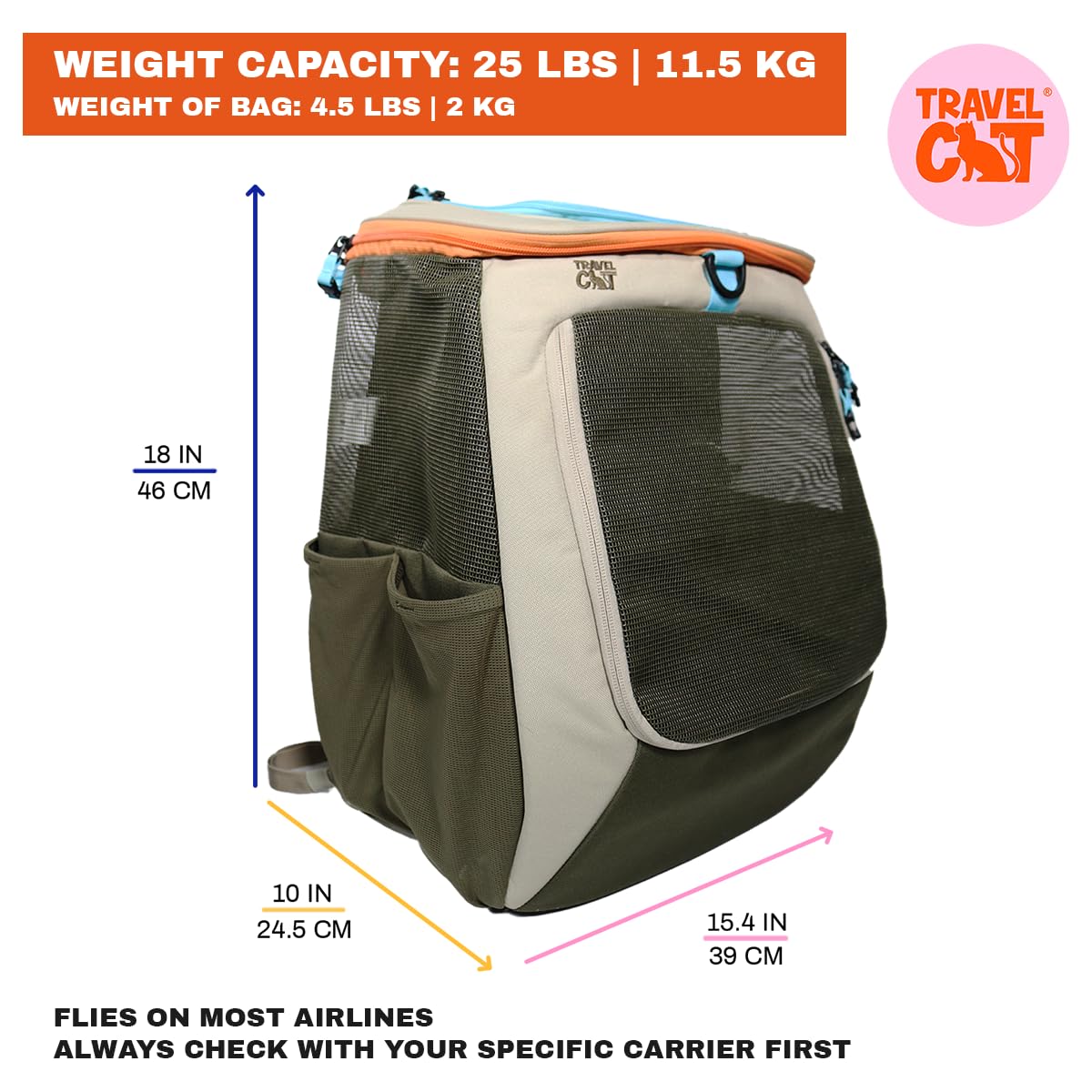 Your Cat Backpack Navigator cat-in-backpack during travel conveys hands-free convenience.