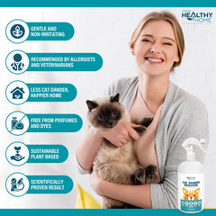 Close-up of cat fur after YourHealthyHome Dander Remover treatment showing softness