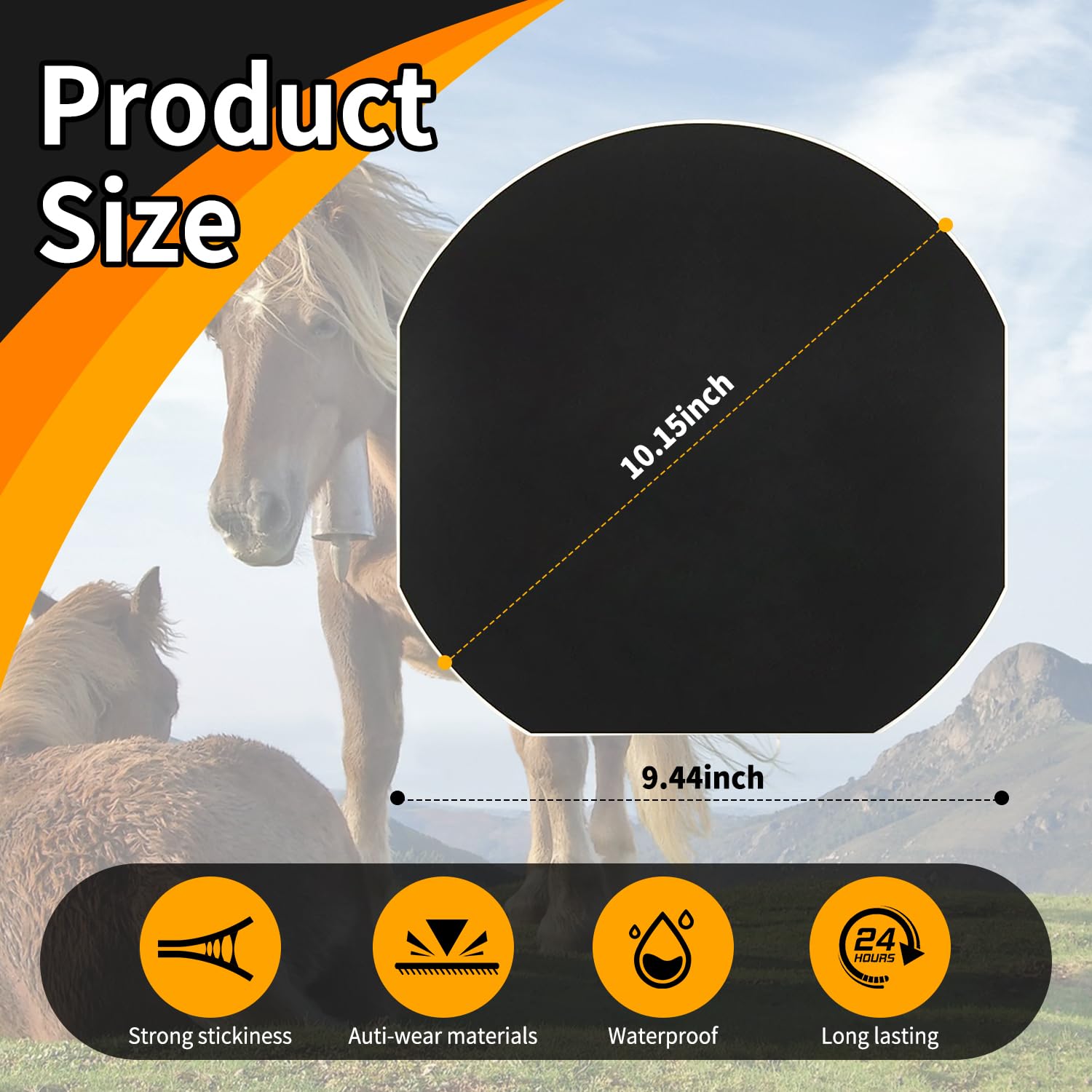 Youven hoof tape 6-pack application on hoof demonstrates easy peel-and-attach.