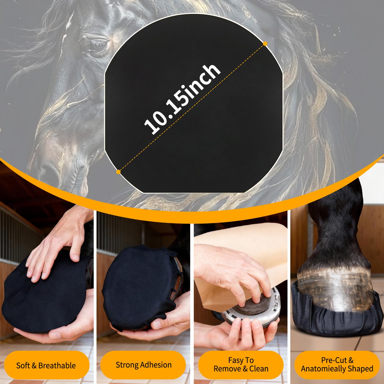 Youven hoof tape 6-pack on-hoof application secures wrap for protection and boots.
