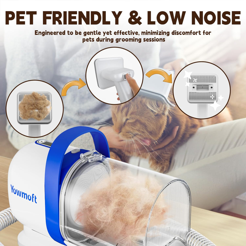YOWMOFT dog grooming vacuum hose attachment extends reach during cleanup.