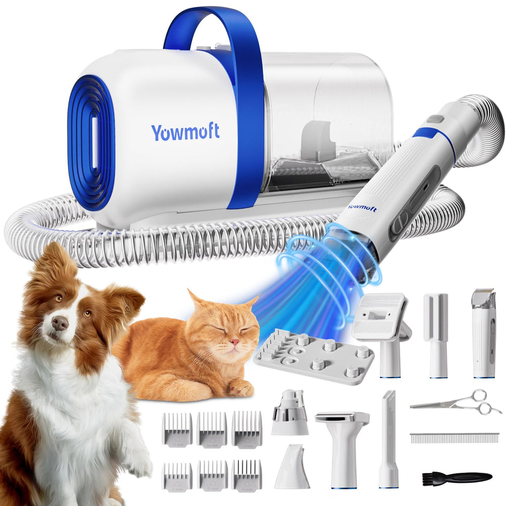 YOWMOFT dog grooming vacuum kit front view for fast pet hair removal.