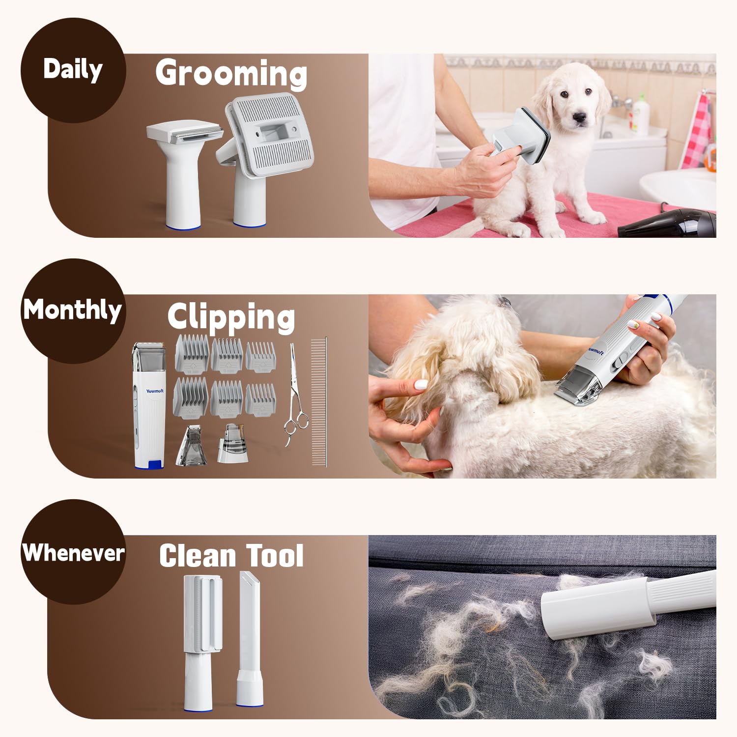 YOWMOFT 15-tool set laid out for versatile home grooming.