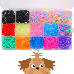 YOY pet stretchy rubber bands box with assorted colors for grooming versatility
