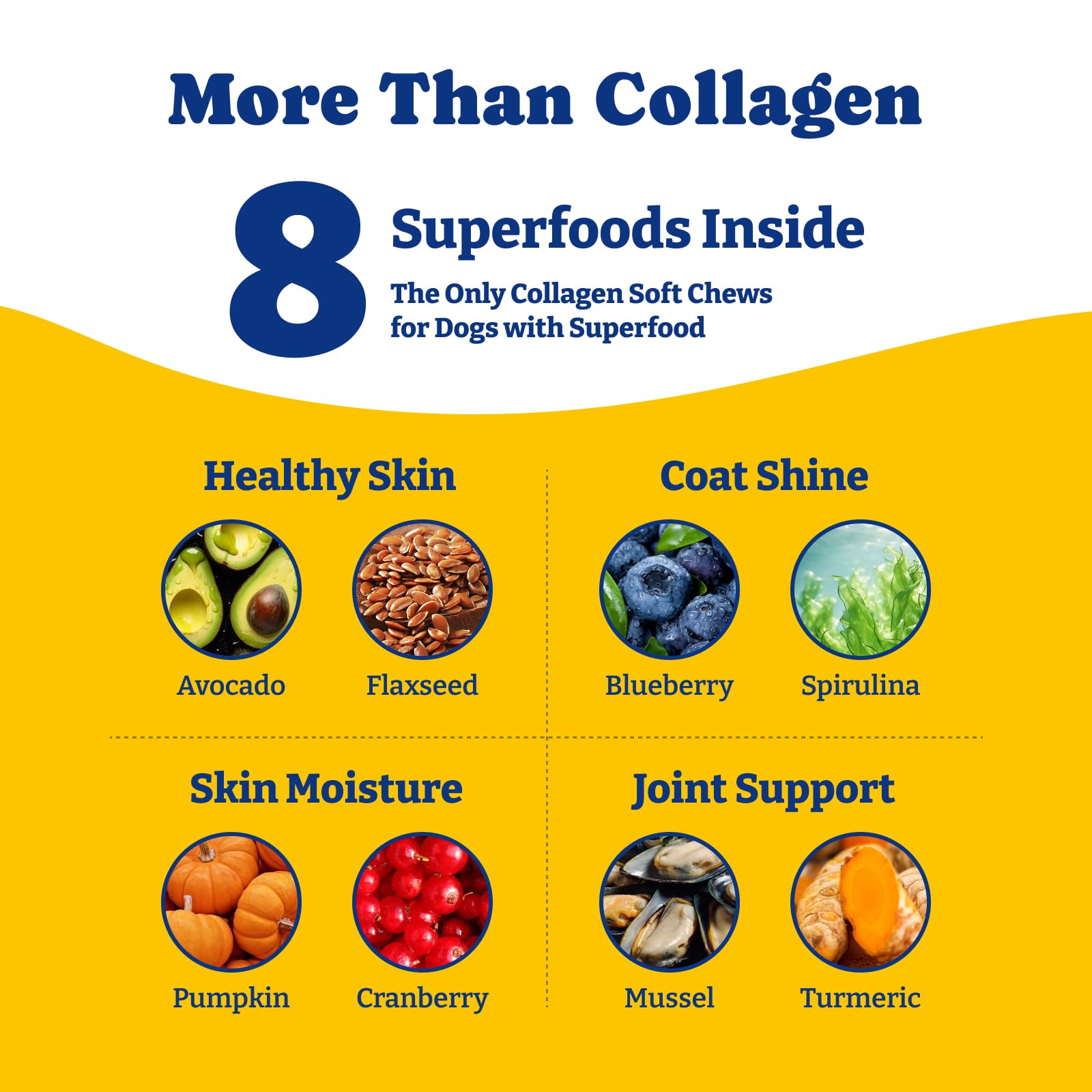 YoYoBay Collagen for Dogs skin coat shine image emphasizes shinier coat and smoother fur