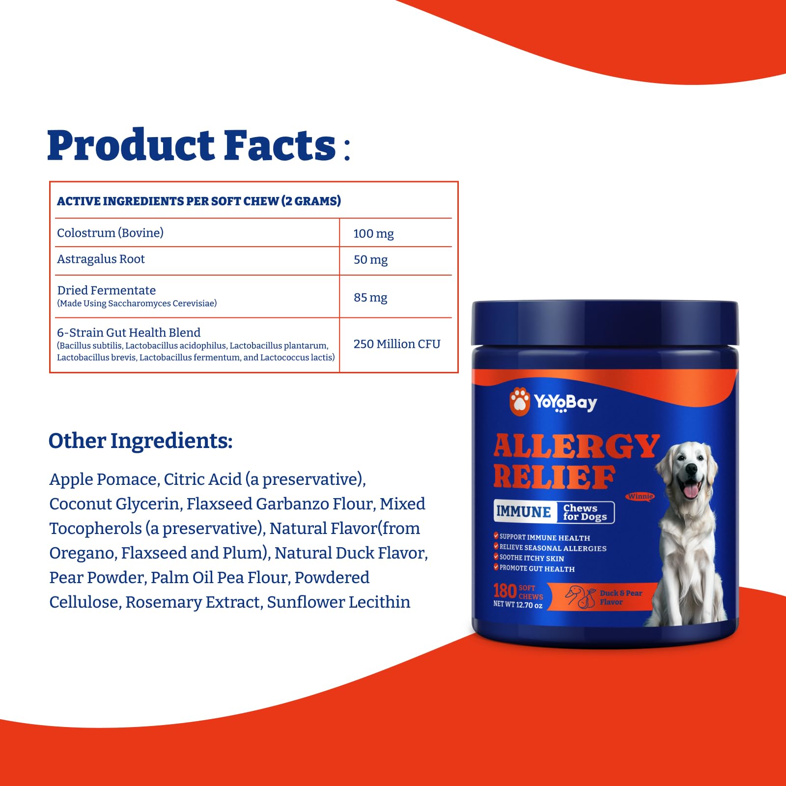 YoYoBay dog allergy relief chews outdoor-walk image conveys proactive wellness during active days.