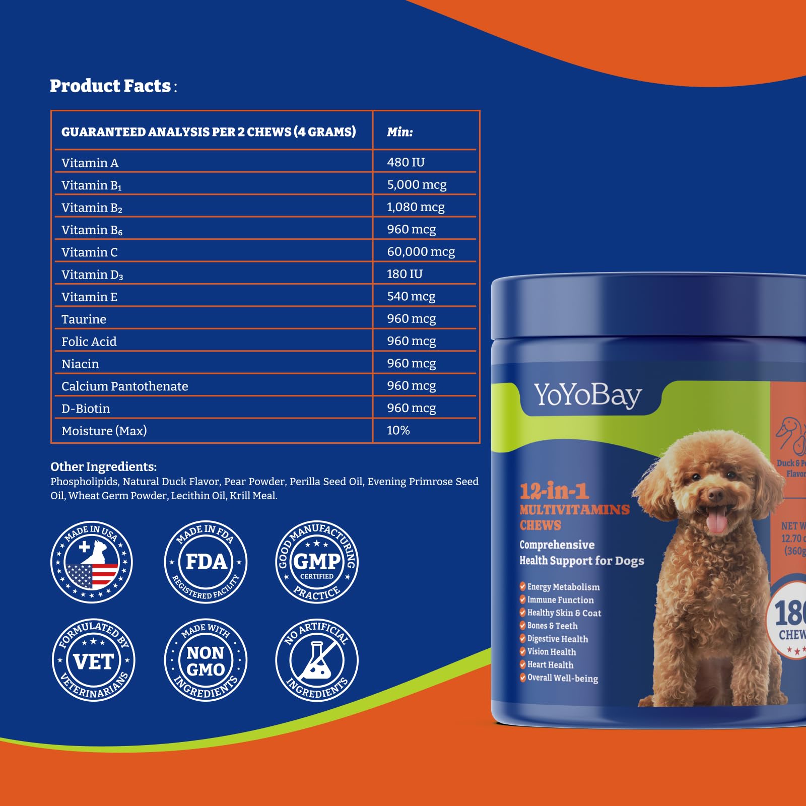 YoYoBay Dog Multivitamin chews storage tip image shows cool dry place after opening
